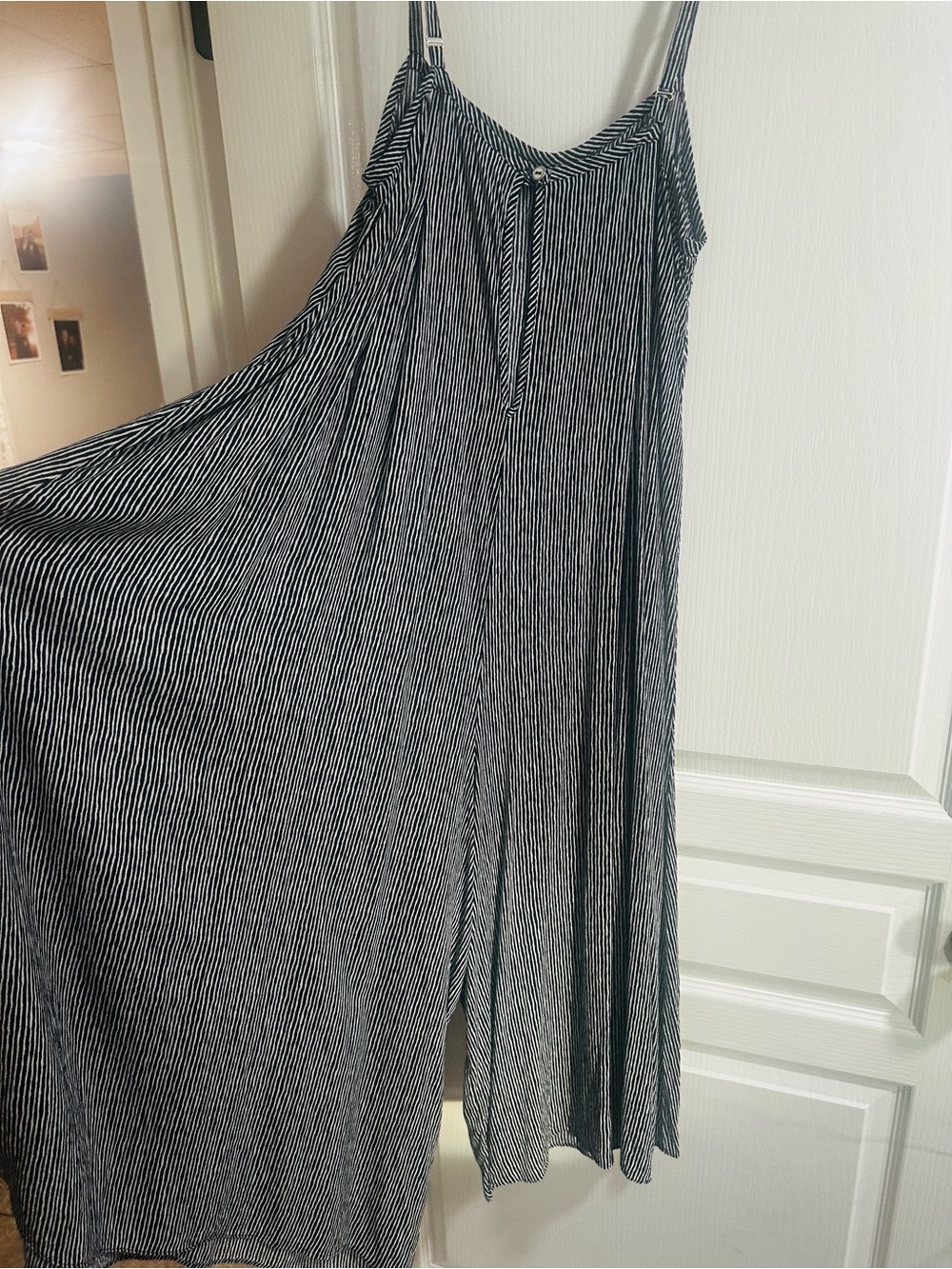 Black & White Pinstripe Wide-Leg Jumpsuit